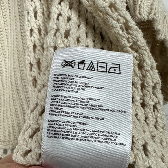 Roxy Open Knit Sweater Short Sleeve Cream Beach  Casual Sz M, GUC - Picture 4 of 5